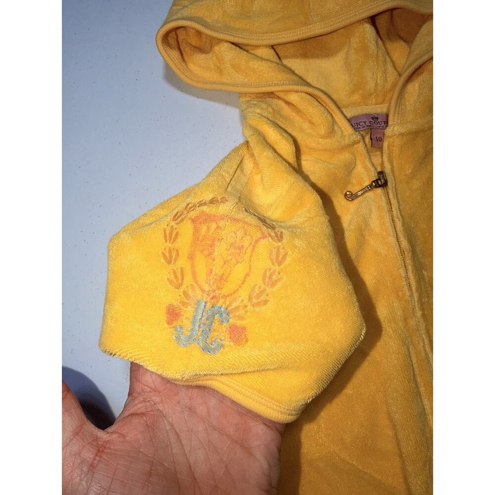 Vnt Y2K 'Juicy Couture' Youth 10- short-sleeve terry cloth logo hoodie Yellow - Picture 5 of 8